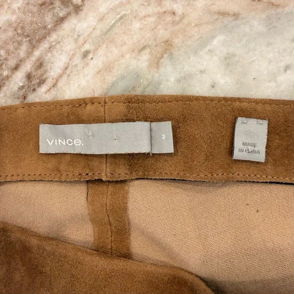 Vince lambskin split hem brown suede pants size M